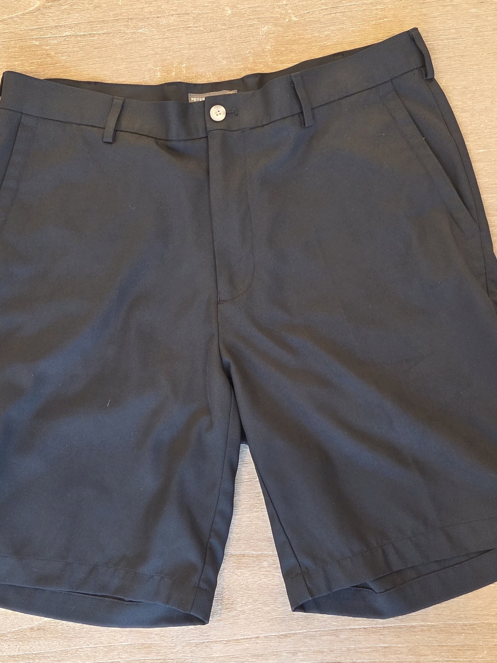 Peter Millar Black Athletic Flat-Front Shorts